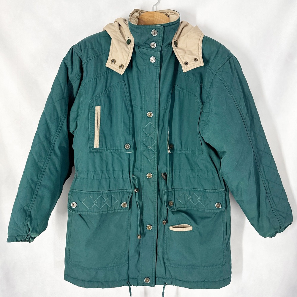 Vintage 90s Current Seen Green Utility Parka Ski Jacket Womens Size Small
